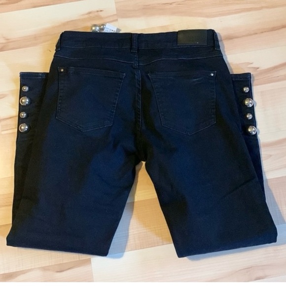 ZARA TRAFALUC CROPPED SKINNY JEANS ANKLE GOLD BUTTONS SIZE 4 - Picture 6 of 13